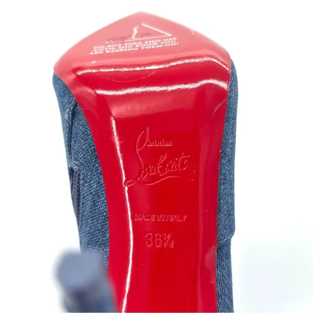 Christian Louboutin Kate Botta Alta 100 Loubi Jeans Thigh High Boots 36.5